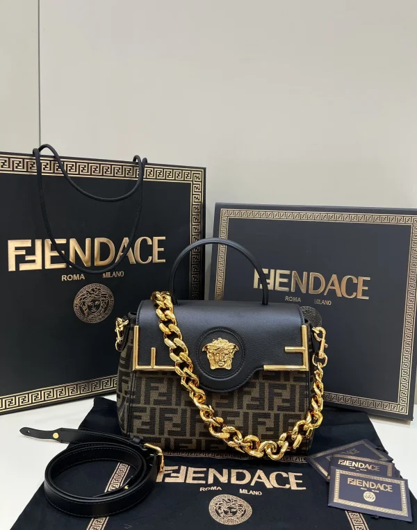 Fendi x Versace Fendace La Medusa Top Handle Bag Zucca Canvas 25cm