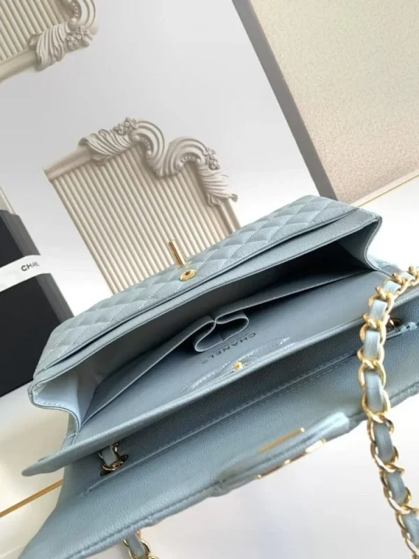 ccf0ce12-3ea1440f665b.webp Chanel Classic Flap Bag 25 cm Light Blue Caviar Gold-Tone Hardware A01112, Designer Handbags, Women’s Purse, luxury bags, Chanel bags