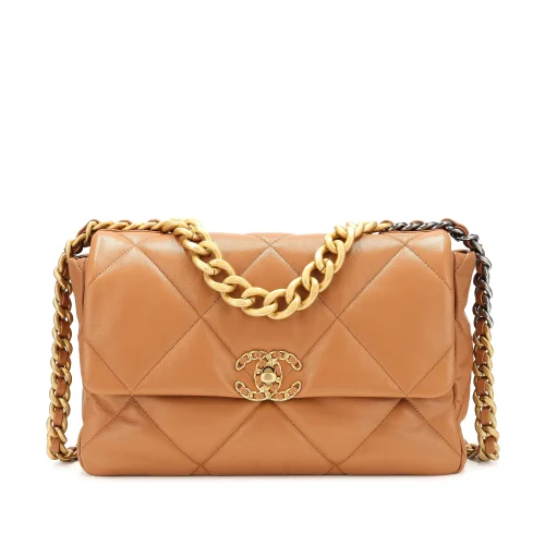 chanel-caramel-quilted-lambskin-medium-19-bag-gold-and-silver-hardware-2022.webp Caramel Quilted Lambskin Medium 19
