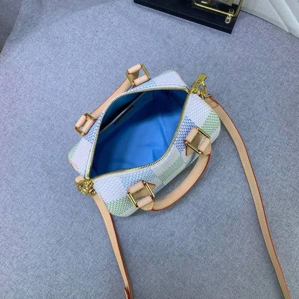 Louis Vuitton Speedy Bandoulire Damier Canvas Pistachio 20Cm N40515, Designer Handbags, Womens Purse, luxury bags