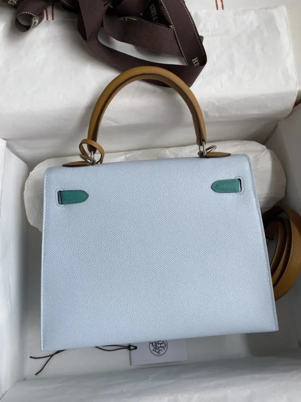 Hermes Kelly 25 Bag In Turquoise Epsom Leather For Women 25cm/10in