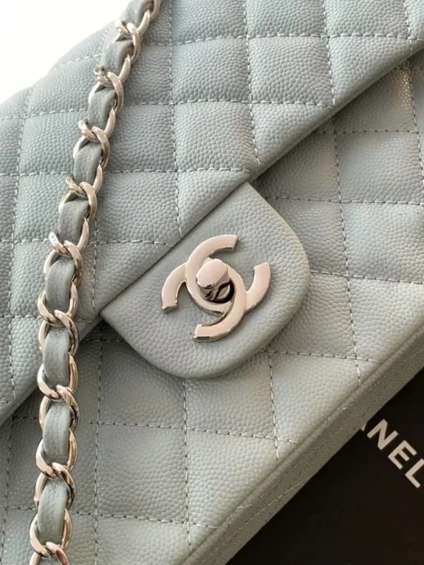 f33e46c6-bde5a3f72548.webp Chanel Classic Flap Bag 25 cm Light Blue Caviar Silver-Tone Hardware A01112, Designer Handbags, Women’s Purse, luxury bags, Chanel bags