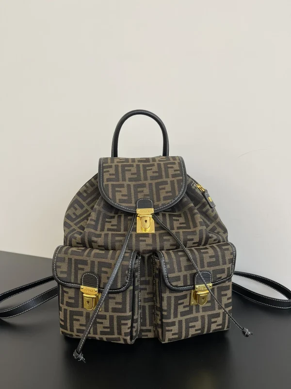 Fendi Zucca Brown Canvas Backpack 38cm