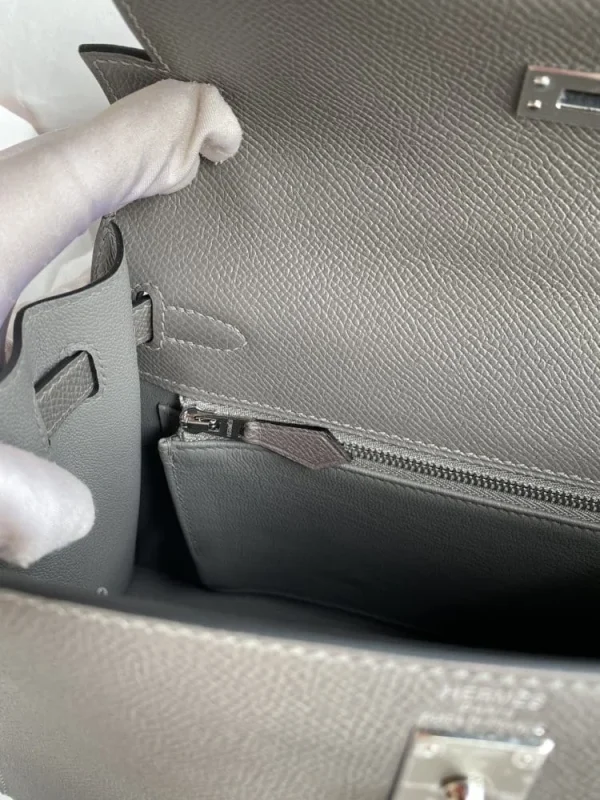 Hermes Kelly 25 Bag In Dark Grey Epsom Leather For Women 25cm/10in