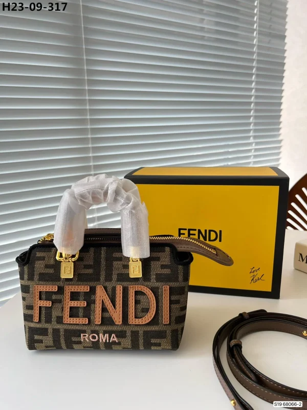 fb111-2f113f2303c4.webp Fendi By The Way Small Ff Fabric Boston Bag Brown 17Cm 8Bs067Anx0F1Lmn