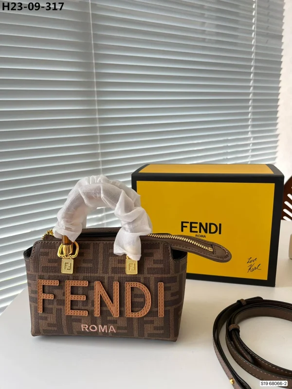 fb112-81278b664370.webp Fendi By The Way Small Ff Fabric Boston Bag Brown 17Cm 8Bs067Anx0F1Lmn