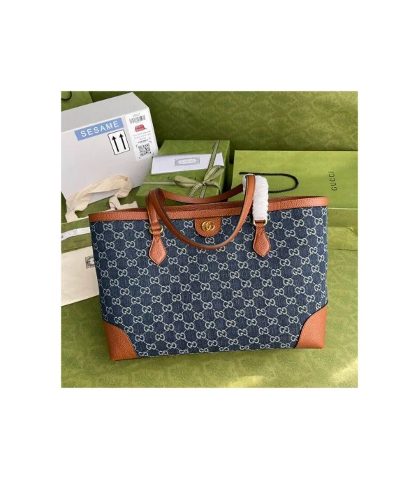gucci-denim-ophidia-gg-medium-tote-2-acd12d7be8d0.webp Gucci Indigo & Brown Ophidia Denim Tote 38cm