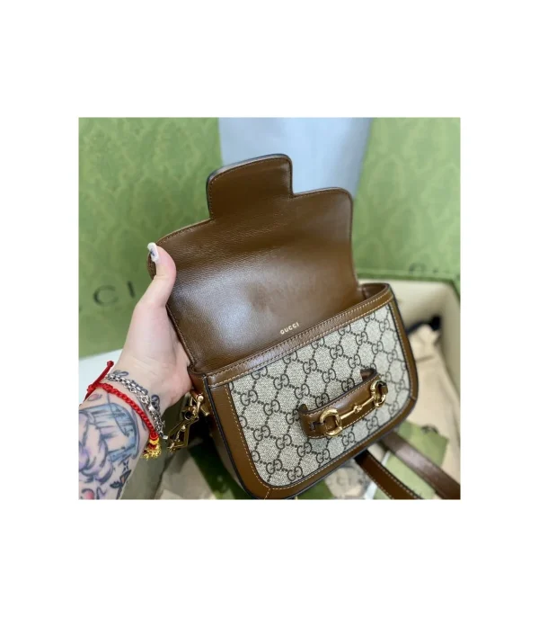Gucci Horsebit 1955 Mini Bag in GG Supreme Brown