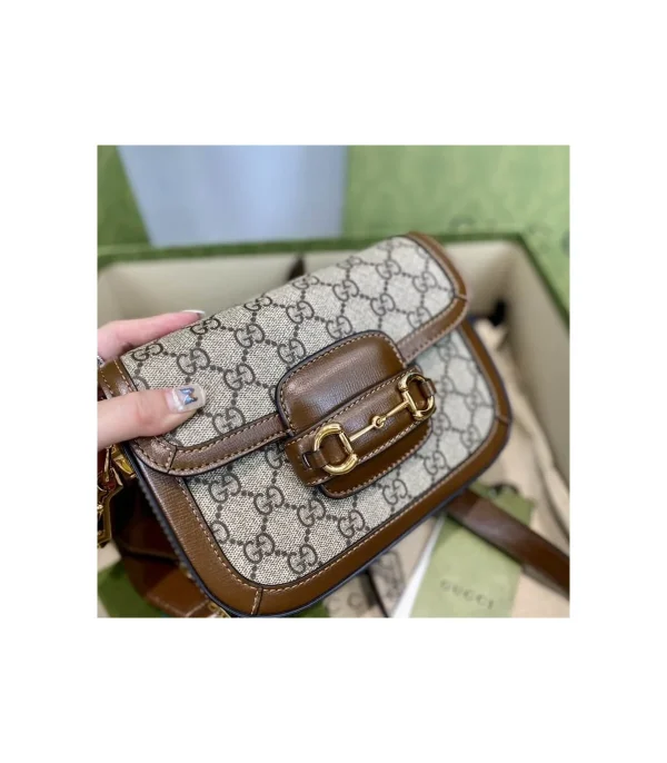 Gucci Horsebit 1955 Mini Bag in GG Supreme Brown