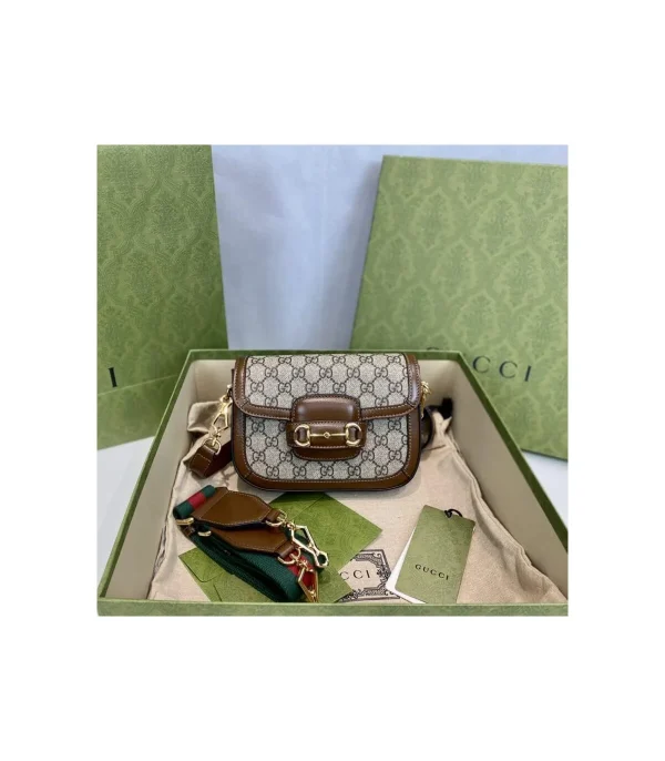 Gucci Horsebit 1955 Mini Bag in GG Supreme Brown