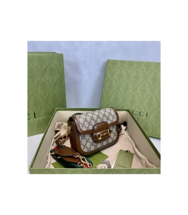 Gucci Horsebit 1955 Mini Bag in GG Supreme Brown
