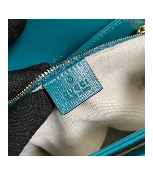 Gucci Horsebit 1955 Small Shoulder Bag Blue and Green Leather