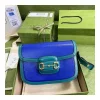 Gucci Horsebit 1955 Small Shoulder Bag Blue and Green Leather