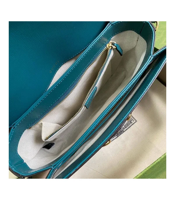 Gucci Horsebit 1955 Small Shoulder Bag Blue and Green Leather