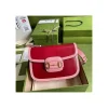 Gucci Horsebit 1955 Small Shoulder Bag Red and Pink Leather