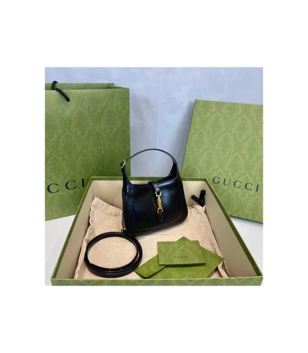 Gucci Jackie 1961 Mini Hobo Bag In Black Leather 19cm