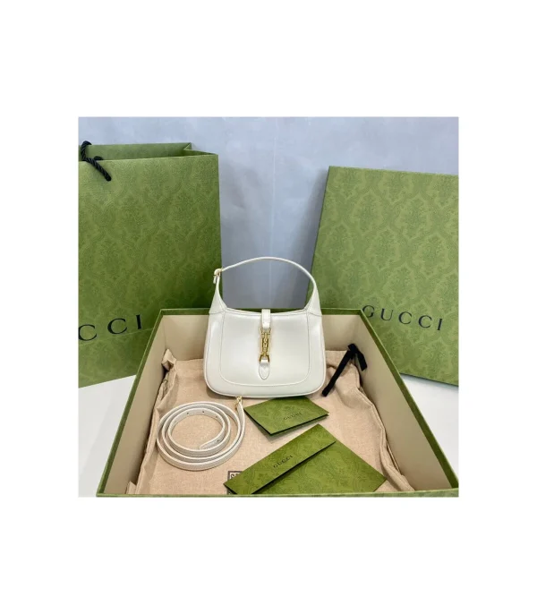 Gucci Jackie 1961 Mini Hobo Bag In White Leather 19cm