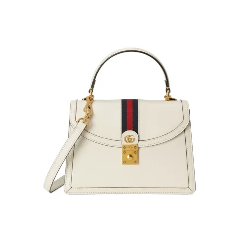 Gucci Ophidia Leather Small Top Handle Bag With Web