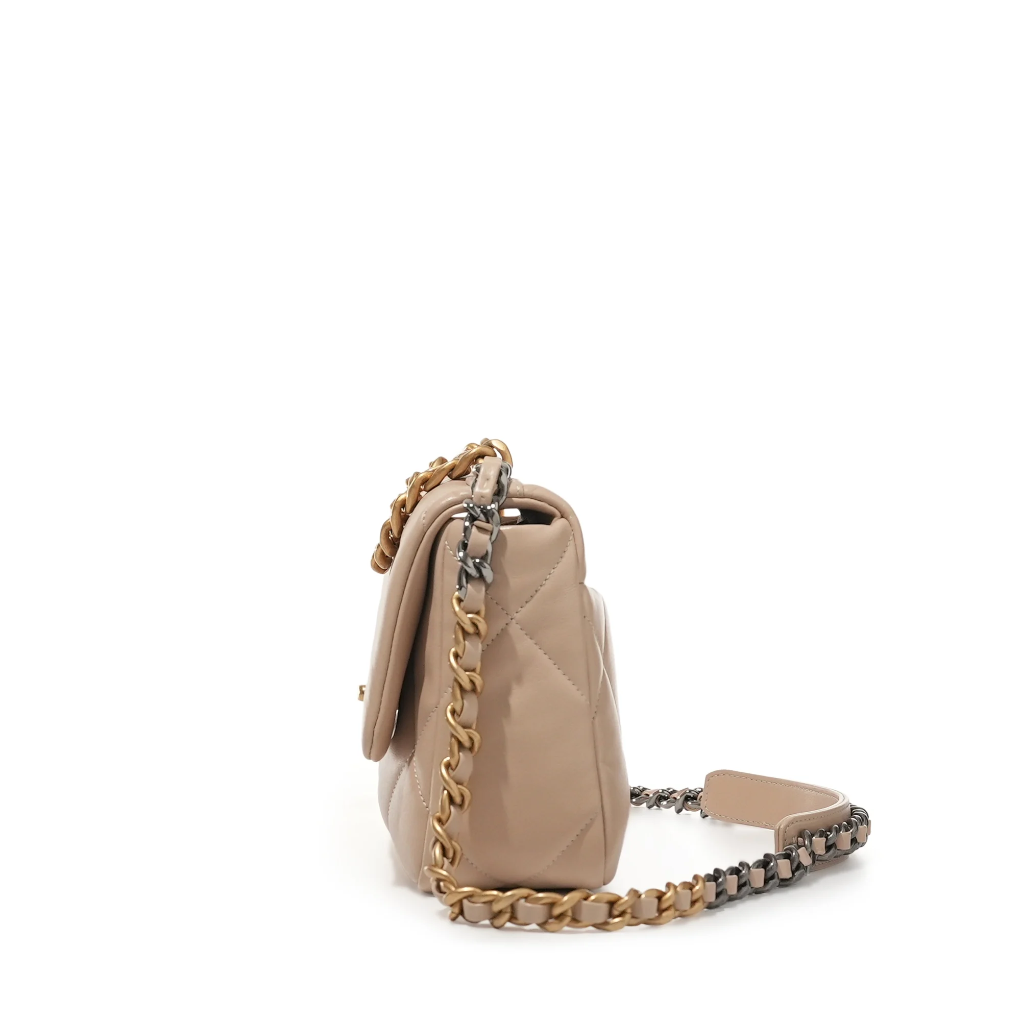 Beige Quilted Lambskin Chanel 19 - view 2