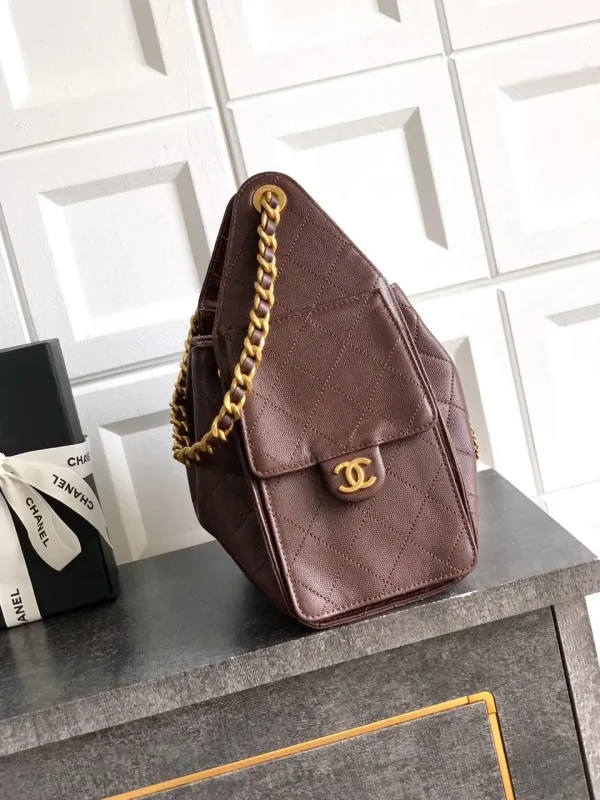 image-2026-08-14T140426.812-e6ec665684fe.webp Chanel 25 Small Size Handbag Calfskin With Grain Effect & Gold Metallic Brown 30cm/11.8in AS5293