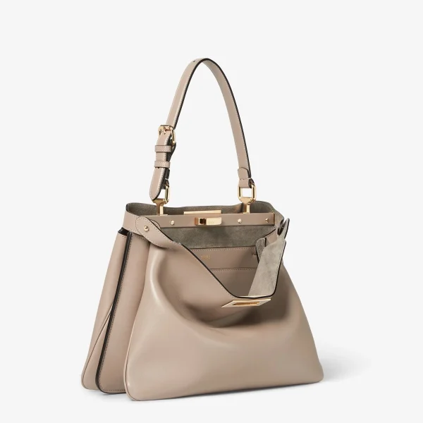 image-40-87a56fd2d09d.webp Fendi Peekaboo Soft Medium Leather Bag Dove Grey 33Cm