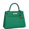 Hermes Kelly 25 Bag In Vert Vertigo Epsom Leather For Women 25cm/10in