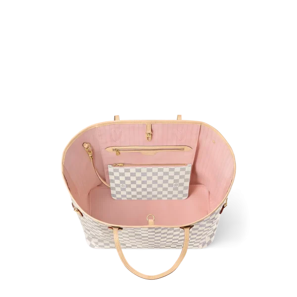 Louis Vuitton Neverfull GM Tote Bag Damier Azur Canvas Rose Ballerine 39cm N40601, Designer Handbags, Womens Purse, luxury bags