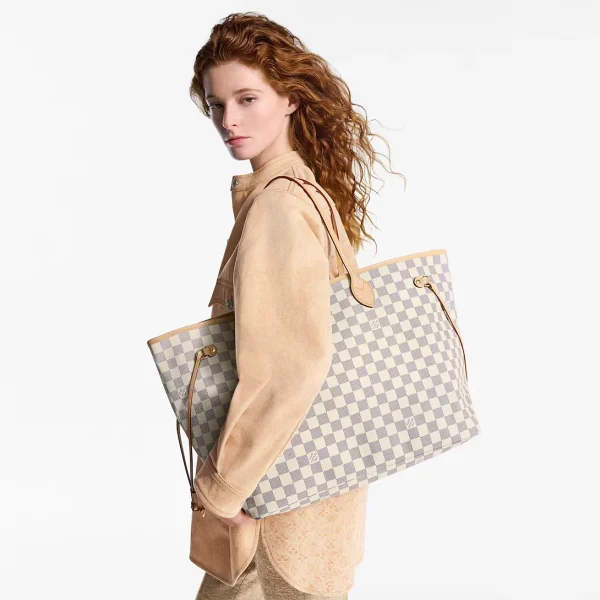 Louis Vuitton Neverfull GM Tote Bag Damier Azur Canvas Beige 39cm N40602, Designer Handbags, Womens Purse, luxury bags
