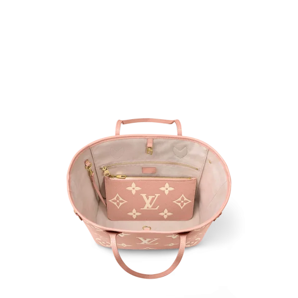 louis-vuitton-neverfull-mm-M46329_PM1_Interior_20view-7fb3cf4a17eb.webp Louis Vuitton Neverfull MM Tote Bag Monogram Empreinte Trianon Pink / Cream 31cm M46329, Designer Handbags, Womens Purse, luxury bags