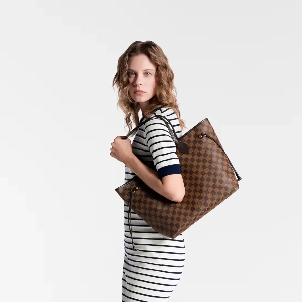 louis-vuitton-neverfull-mm-N40599_PM1_Cropped_20worn_20view-d1ecf8b34a45.webp Louis Vuitton Neverfull MM Tote Bag Damier Ebene Cerise Red 31cm N40599, Designer Handbags, Womens Purse, luxury bags