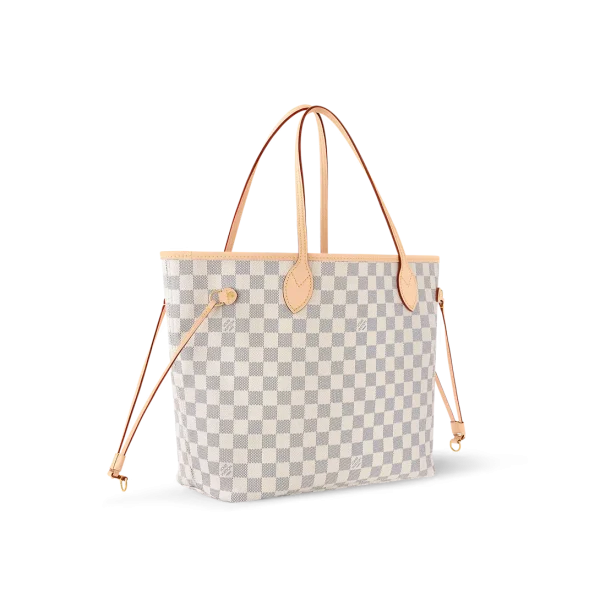 Louis Vuitton Neverfull MM Tote Bag Damier Azur Canvas Rose Ballerine 31cm N40603, Designer Handbags, Womens Purse, luxury bags