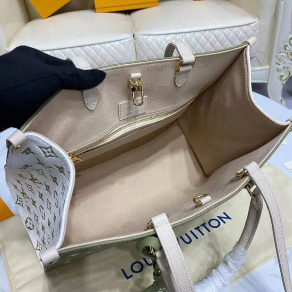 louis-vuitton-onthego-mm-m46128-m46060-8-c40364bb6959.webp Louis Vuitton Onthego MM Tote Monogram Empreinte ‘Kaki Beige’ 35cm, Designer Handbags, Womens Purse, luxury bags