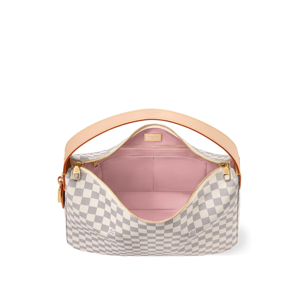 Louis Vuitton Slouchy MM Shoulder Bag Damier Azur 40cm/15.7in N00126, Designer Handbags, Womens Purse, luxury bags