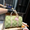 Louis Vuitton Keepall Bandouli Re Damier Canvas Green 35Cm N40671, Designer Handbags, Womens Purse, luxury bags