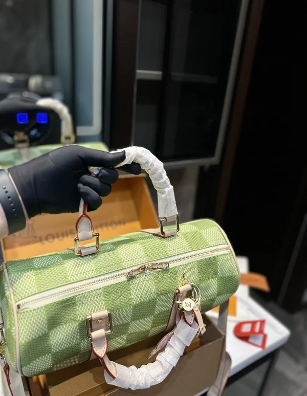 Louis Vuitton Keepall Bandouli Re Damier Canvas Green 35Cm N40671, Designer Handbags, Womens Purse, luxury bags