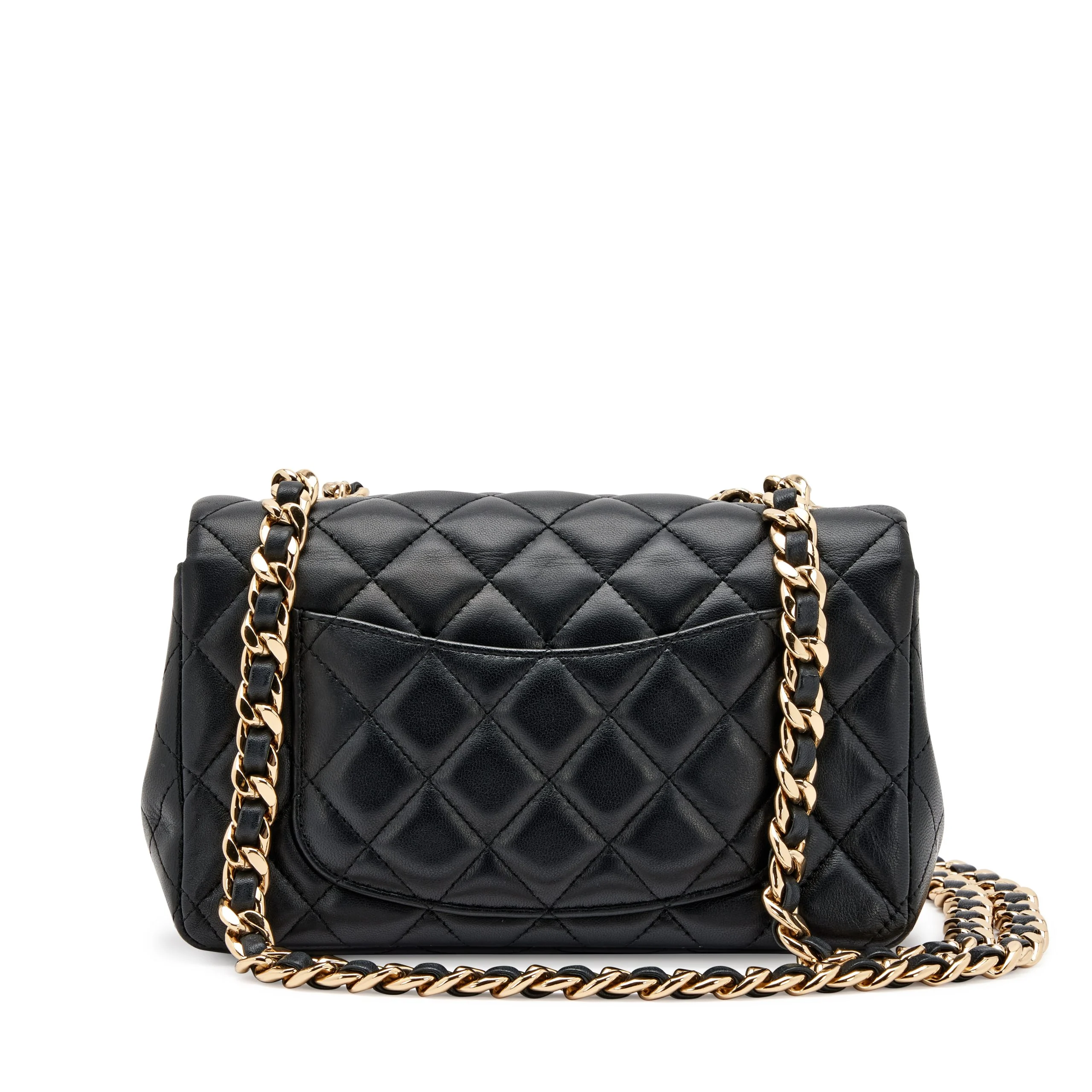 Black Quilted Lambskin Mini Rectangular Coco Charms Flap Bag - view 3