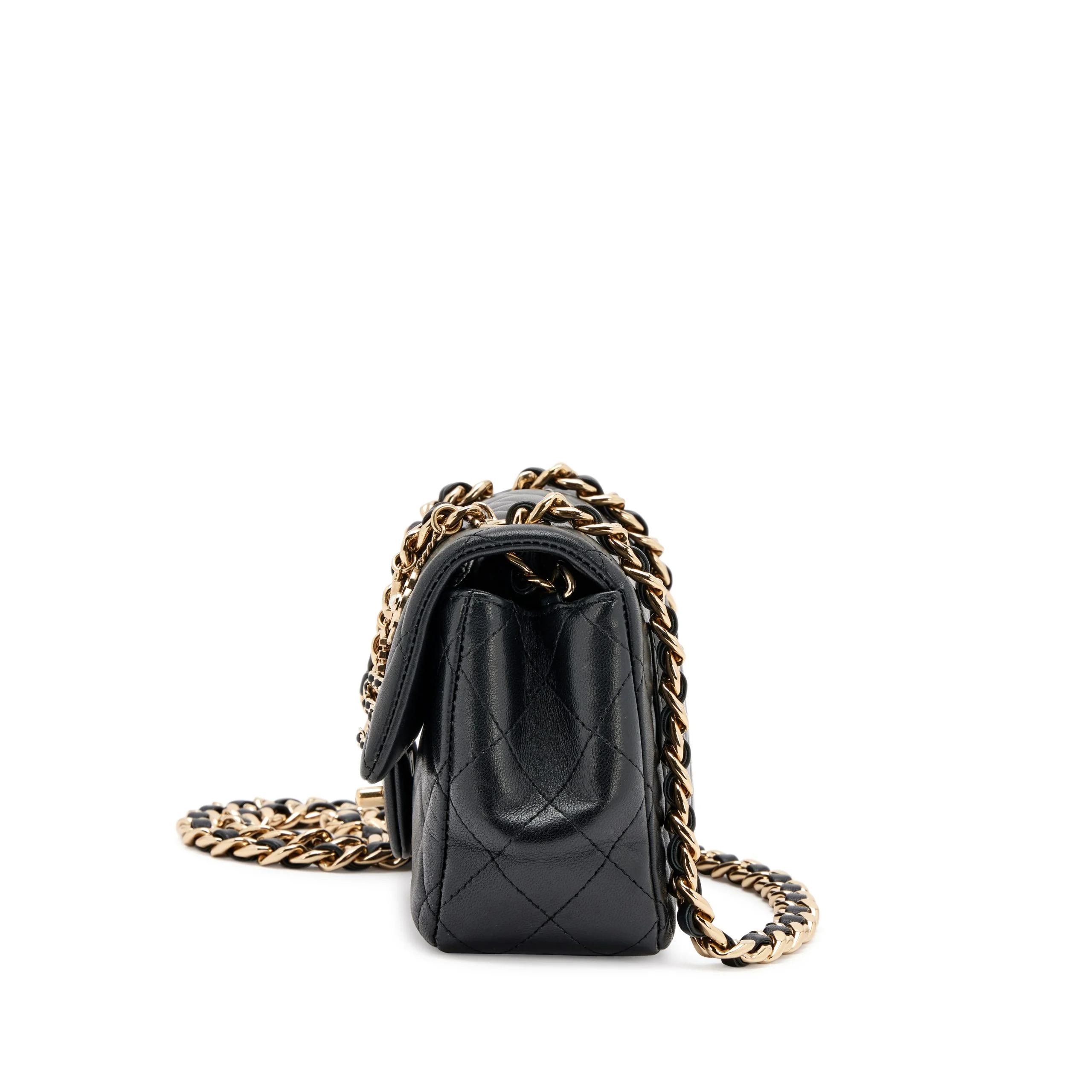 Black Quilted Lambskin Mini Rectangular Coco Charms Flap Bag - view 2