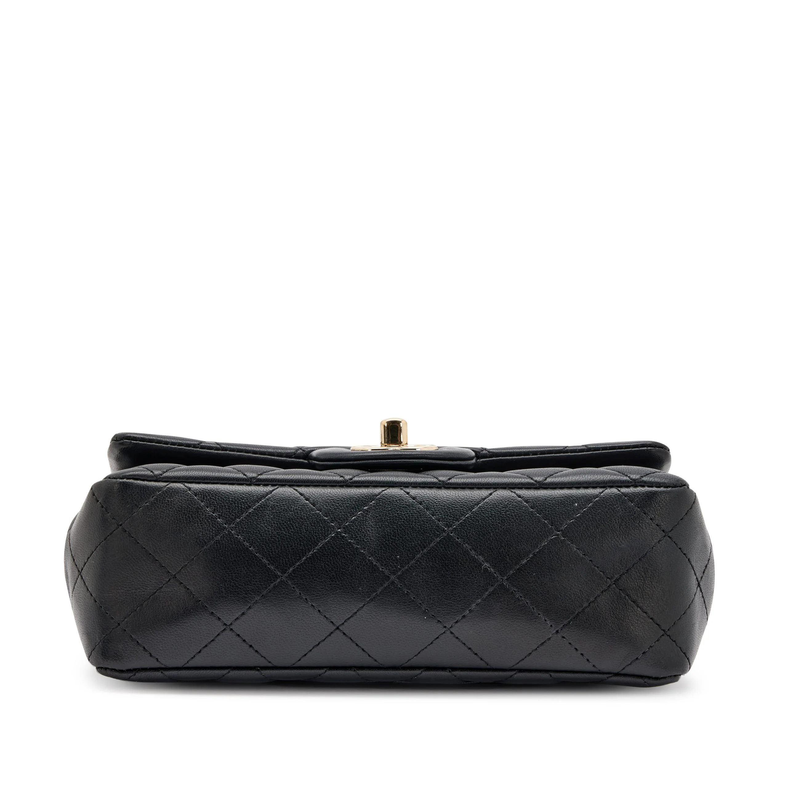 Black Quilted Lambskin Mini Rectangular Coco Charms Flap Bag - view 5