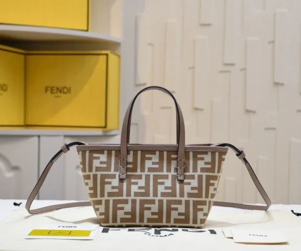 product_54626814_o_1-45429c87a188.webp Fendi Roll FF Beige Jacquard Mini Bag 16cm