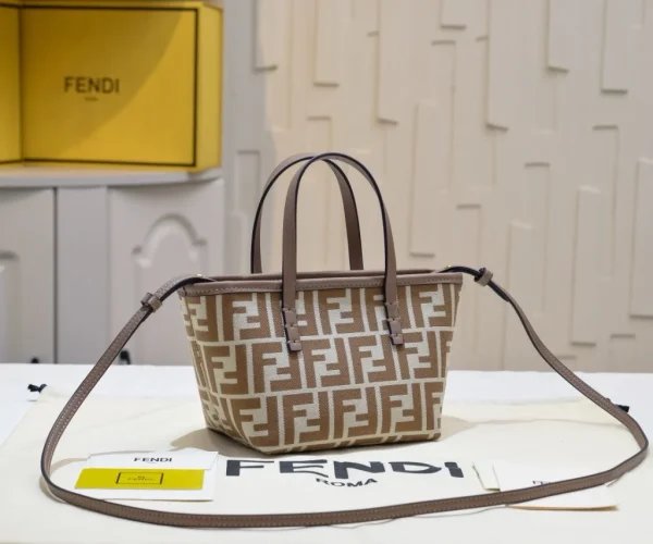 product_54626814_o_2-b68f30d82720.webp Fendi Roll FF Beige Jacquard Mini Bag 16cm